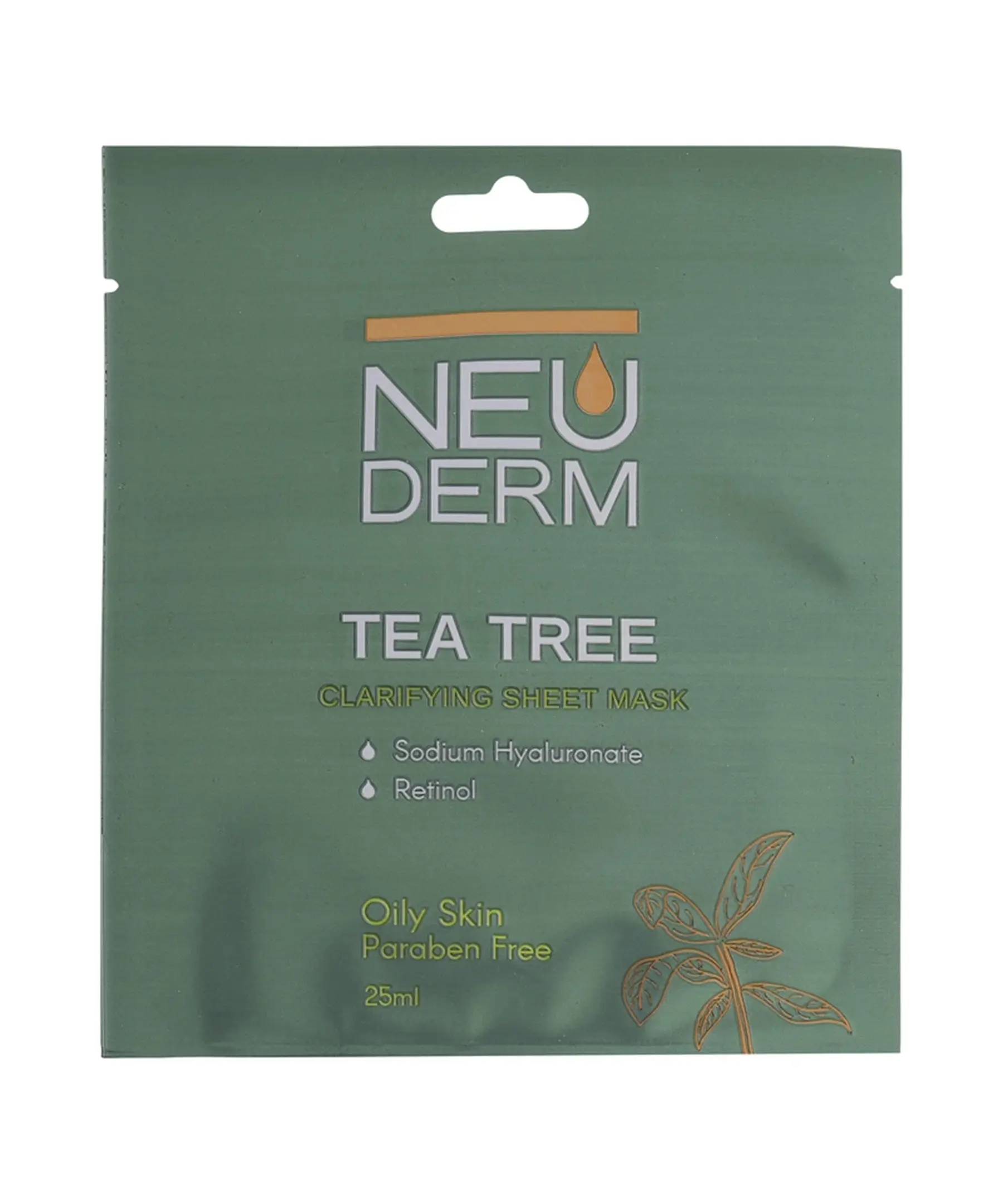 ماسک صورت ورقه ای نئودرم مدل درخت چای وزن 25 گرم رزاستایل