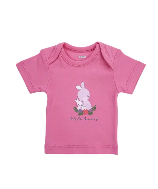 تیشرت آستین کوتاه نخ پنبه اعلاء دخترانه رزاستایل۱۱۲۷۵