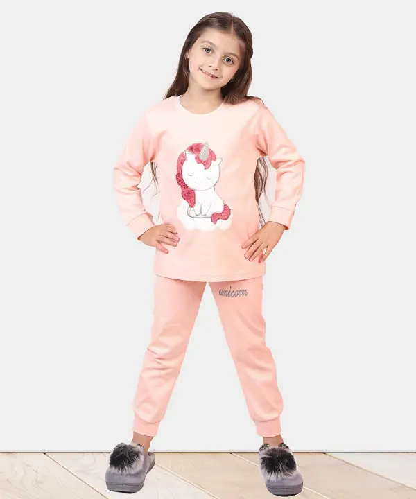 ست تیشرت آستین بلند و شلوار دخترانه مادر Madar گلبهی رزاستایل۱۱۳۱۸