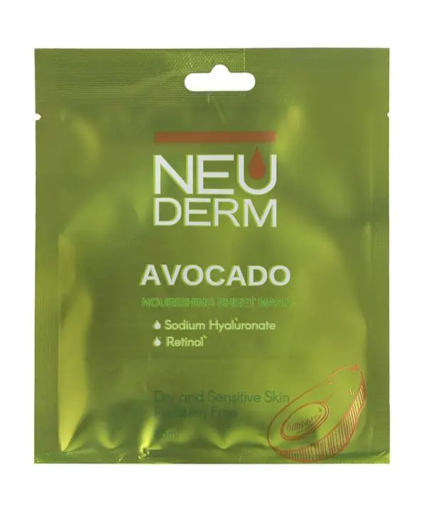 ماسک صورت ورقه ای نئودرم مدل آووکادو وزن 25 گرم رزاستایل