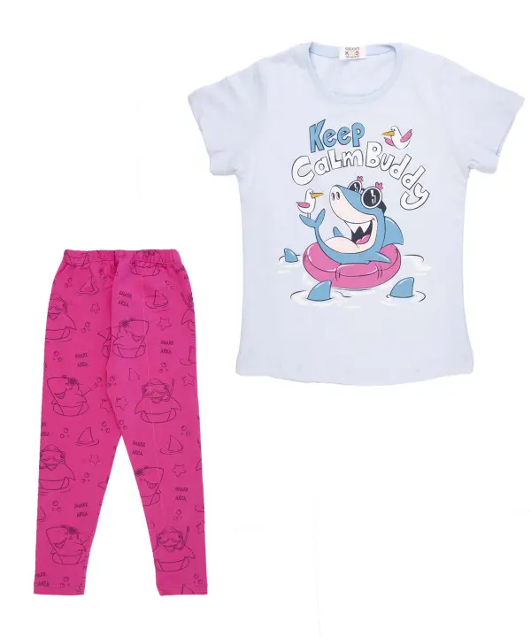 ست تیشرت و شلوار نخی دخترانه رزاستایل۱۱۲۸۶