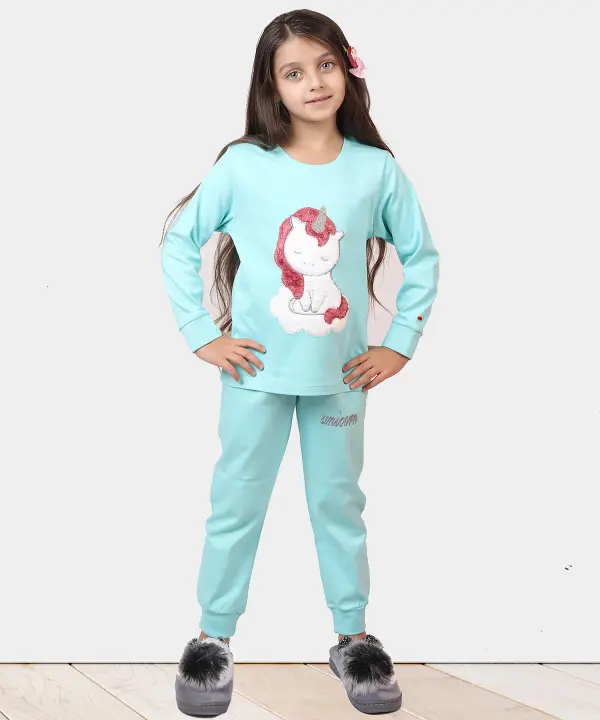 ست تیشرت آستین بلند و شلوار دخترانه مادر Madar آبی روشن رزاستایل۱۱۳۱۸