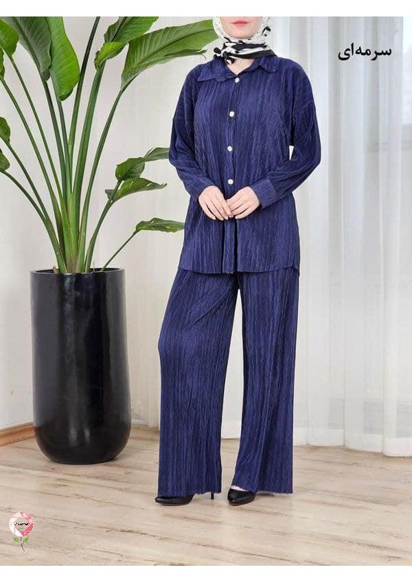 ست شومیز و شلوار پلیسه ترک رزاستایل۱۱۳۱۱