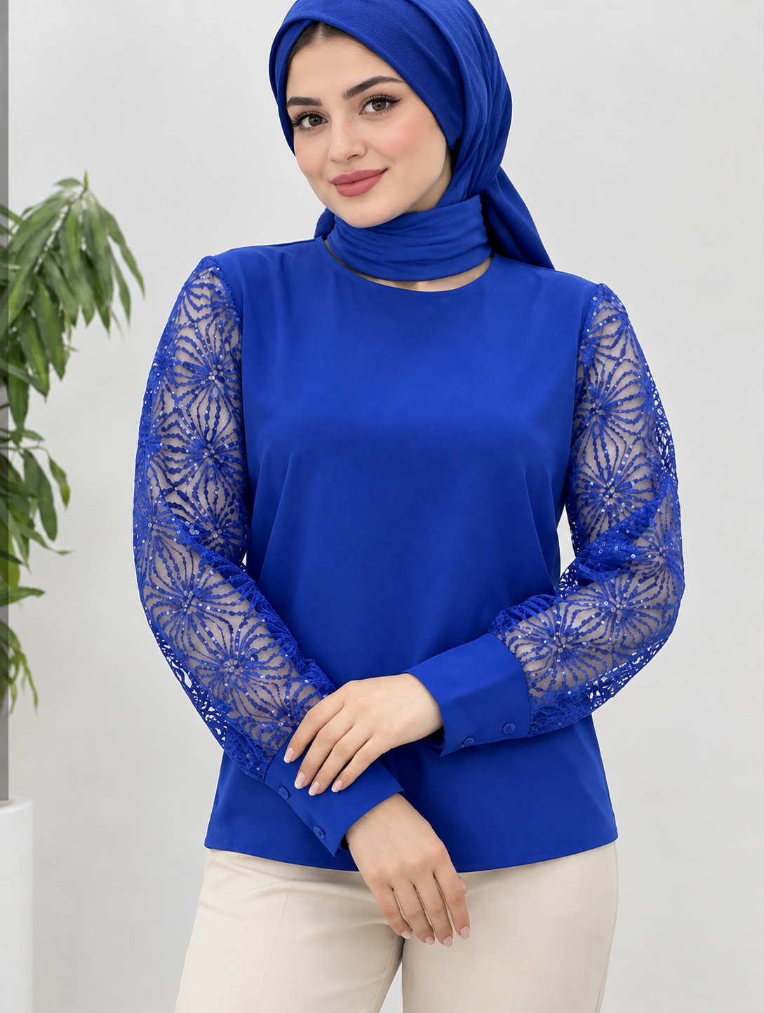 شومیز مجلسی آستین حریر رزاستایل11527b