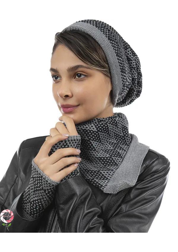 ست سه تیکه کلاه و شال گردن و دستکش رزاستایل1184