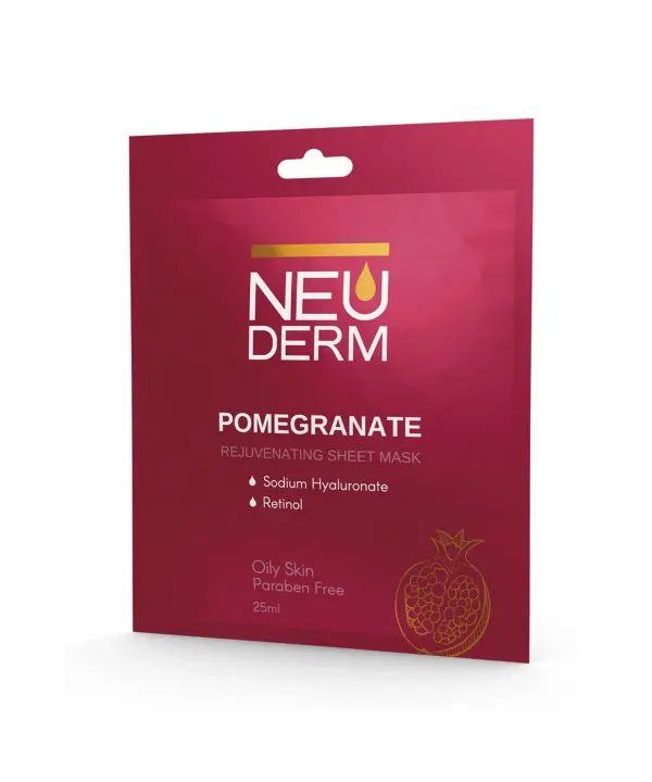 ماسک صورت ورقه ای نئودرم Neuderm مدل انار حجم 25 گرم رزاستایل