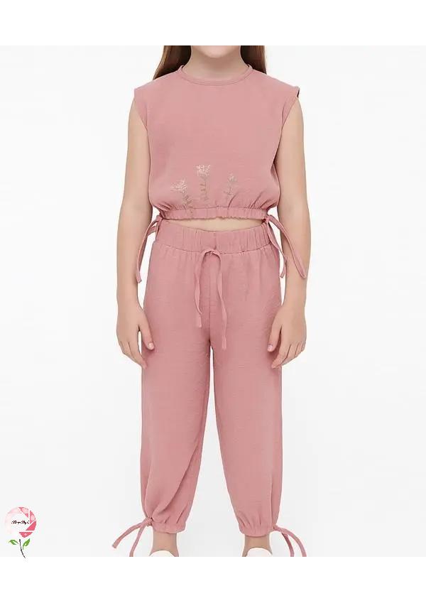 ست تاپ و شلوار نخی دخترانه رزاستایل۱۱۲۵۰