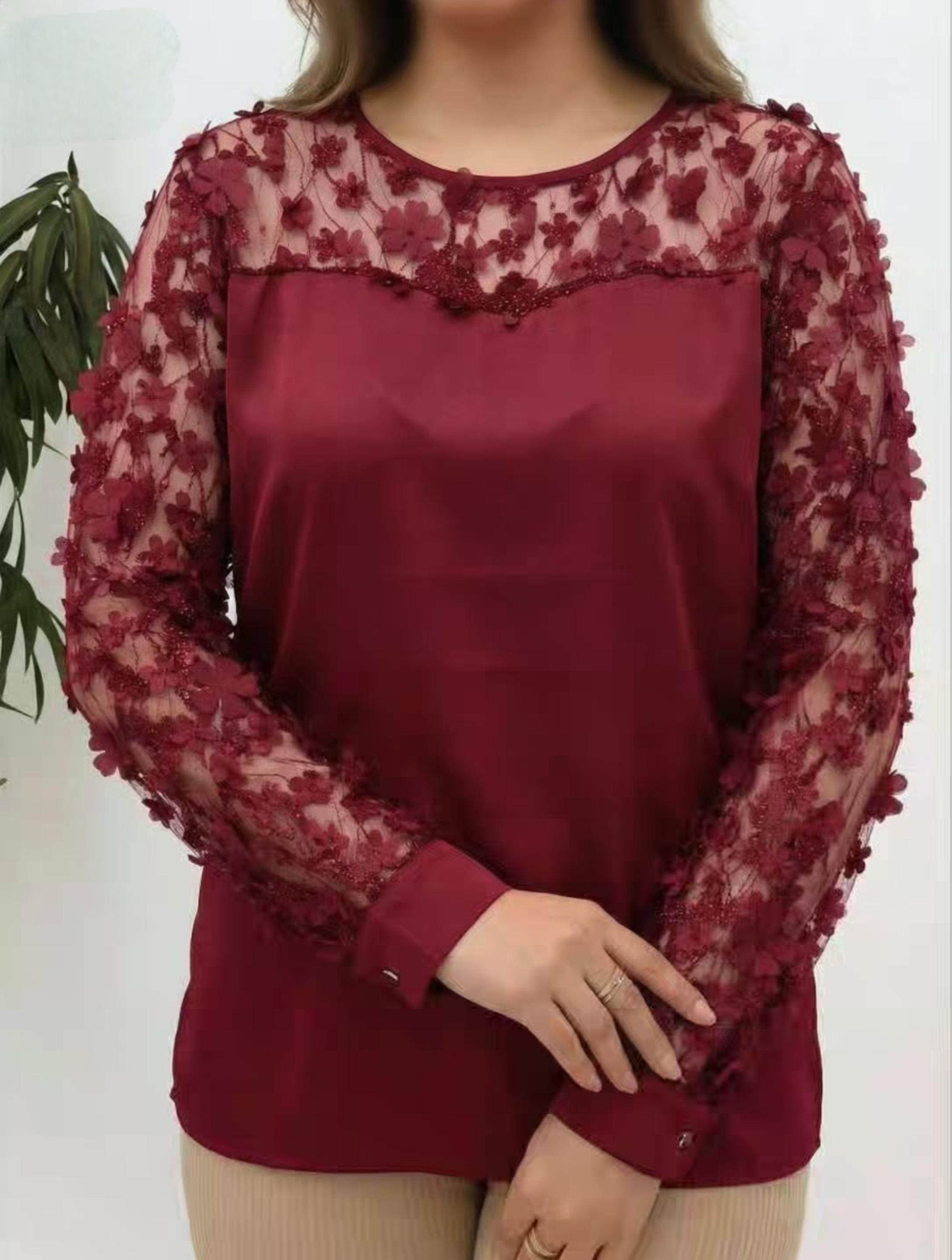 شومیز مجلسی طرح شقایق رزاستایل۱۱۵۲۶a