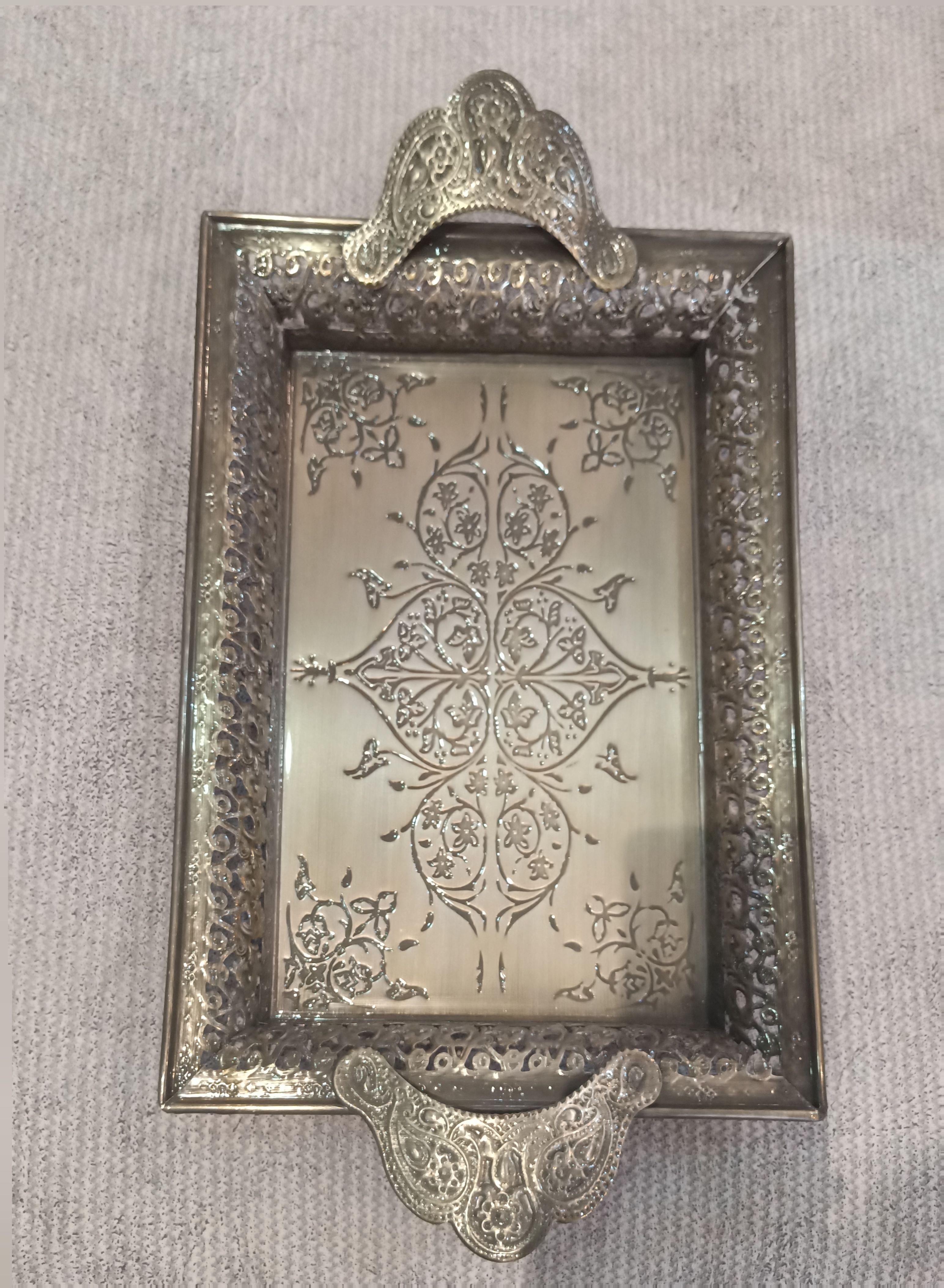 سینی طرحدار و دسته دار سایز متوسط رزاستایل ۱۱۵۸۱