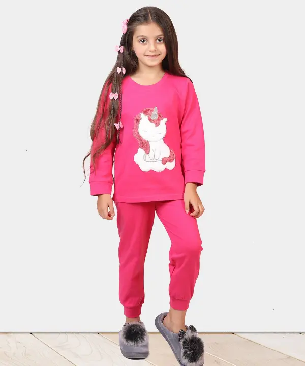 ست تیشرت آستین بلند و شلوار دخترانه مادر Madar سرخابی رزاستایل۱۱۳۱۸