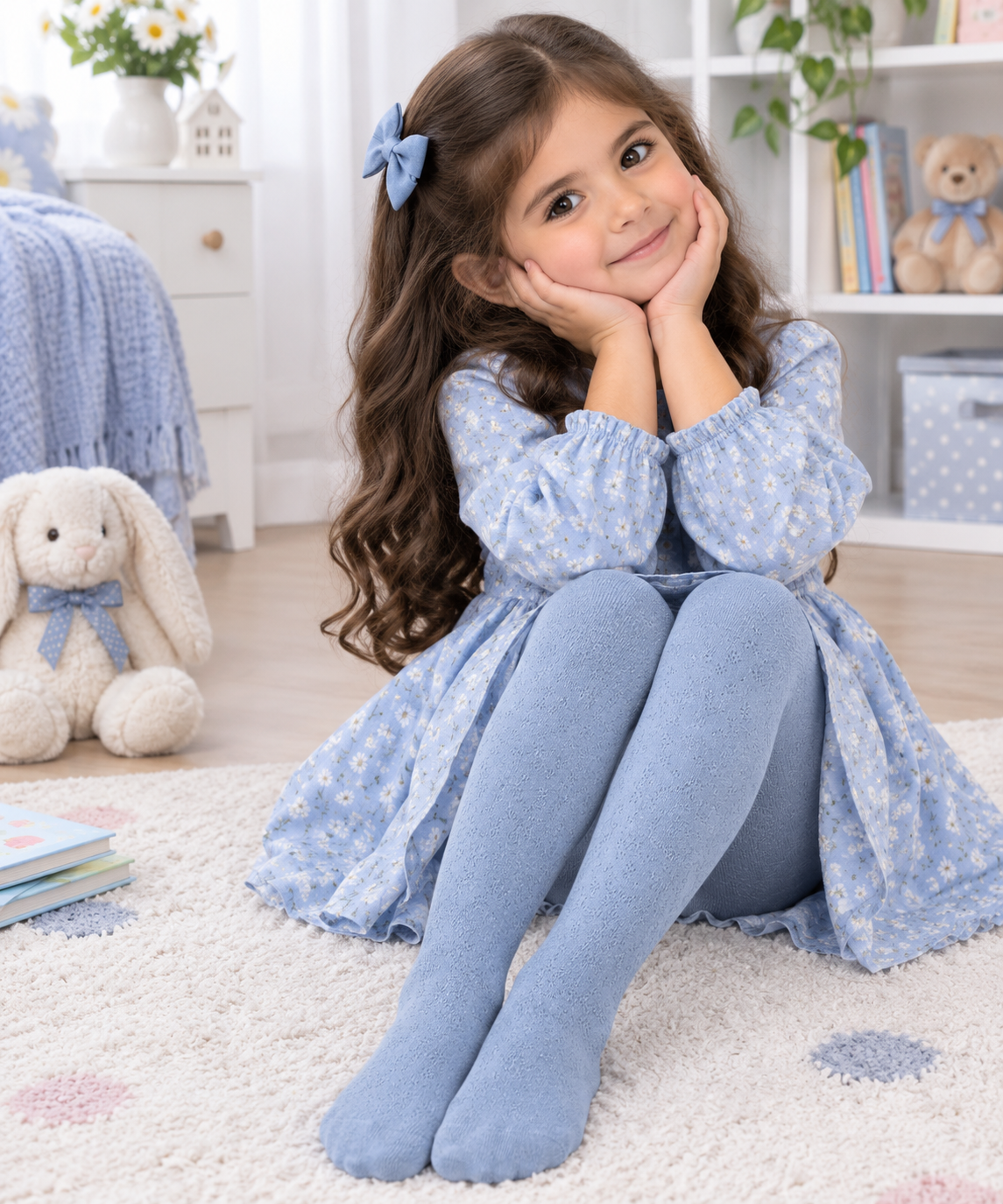 جوراب شلواری دخترانه آبی روشن رزاستایل 11475a