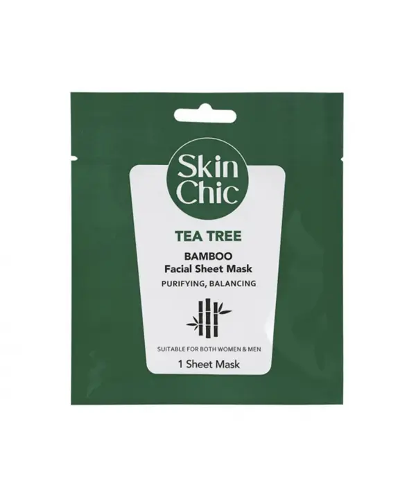 ماسک صورت ورقه ای درخت چای اسکین شیک Skin Chic حاوی عصاره بامبو وزن 25 گرم رزاستایل۱۱۲۸۴