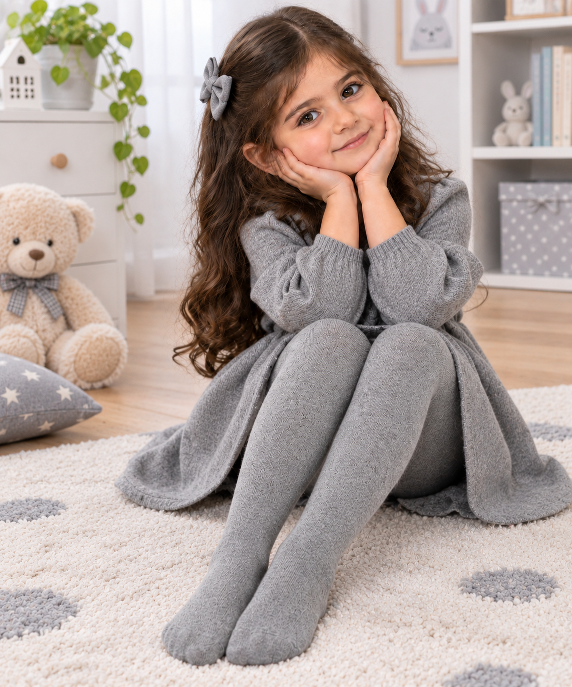 جوراب شلواری دخترانه طوسی رزاستایل 11475t