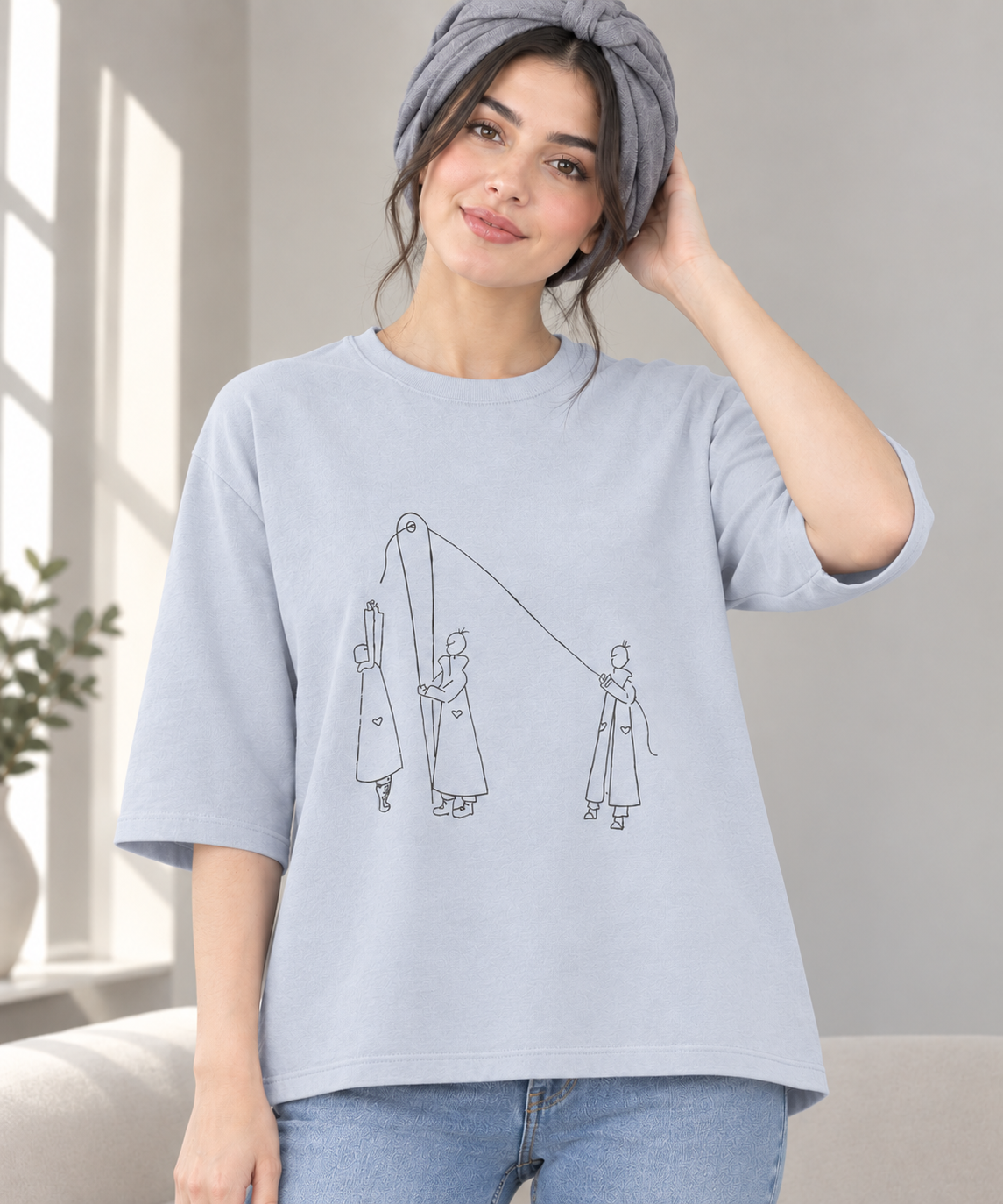 تیشرت طرح دار زنانه رزاستایل ۱۱۵۹۴