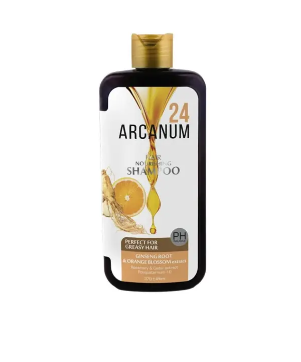 شامپو موی چرب بدون سولفات آرکانوم Arcanum حاوی جنسینگ و نارنج حجم 370 میلی لیتر رزاستایل ۱۱۲۴۰