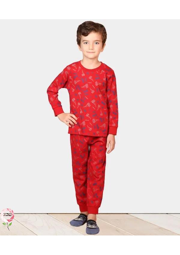 ست تیشرت آستین بلند و شلوار پسرانه مادر madar رنگ قرمز رزاستایل۱۱77