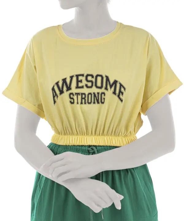 تیشرت آستین کوتاه زنانه زرد رزاستایل ۱۱۲۶۸b